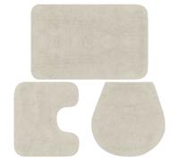 Bathroom Mat Set 3pc Cotton Anthracite 50x78cm Non-Slip Pedestal Lid Cover Soft
