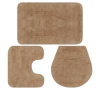 Bathroom Mat Set Beige 100% Cotton Bath 50x78cm Pedestal 50x50cm Lid 50x44cm XL