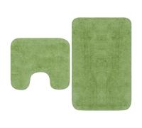 Bathroom Mat Set Green 100% Cotton Bath 63x93cm Pedestal 44x52cm Non-Slip Soft+