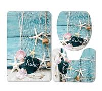 Bathroom Mat Sets 3 Piece Coastal Beach Bath Mat Set Non Slip Bath Mats For Bathroom Washable Bathroom Rug Absorbent Shower Rugs - Bath Rug And Contour Mats And Toilet Seat Cover