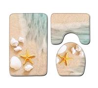 Bathroom Mat Sets 3 Piece Coastal Beach Bath Mat Set Non Slip Bath Mats For Bathroom Washable Bathroom Rug Absorbent Shower Rugs - Bath Rug And Contour Mats And Toilet Seat Cover