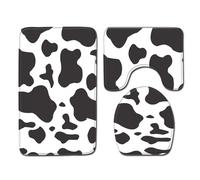 Bathroom Mat Sets 3 Piece Cow Print Bath Mat Set Non Slip Bath Mats For Bathroom Washable Bathroom Rug Absorbent Shower Rugs - Bath Rug And Contour Mats And Toilet Seat Cover