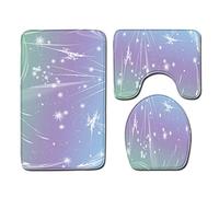 Bathroom Mat Sets 3 Piece Dreamy Purple Bath Mat Set Non Slip Bath Mats For Bathroom Washable Bathroom Rug Absorbent Shower Rugs - Bath Rug And Contour Mats And Toilet Seat Cover