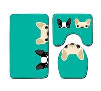 Bathroom Mat Sets 3 Piece Green Puppy Bath Mat Set Non Slip Bath Mats For Bathroom Washable Bathroom Rug Absorbent Shower Rugs - Bath Rug And Contour Mats And Toilet Seat Cover