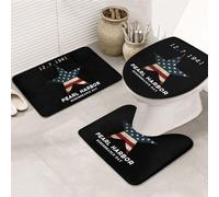Bathroom Mat Sets 3 Piece Pearl Harbor Remembrance Day Bathroom Mat Set Anti-Slip Machine Washable Floor Mats, For Bedroom, Floor Tub, Indoor