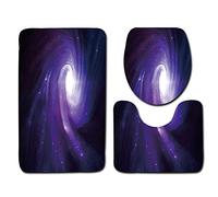 Bathroom Mat Sets 3 Piece Purple Galaxy Bath Mat Set Non Slip Bath Mats For Bathroom Washable Bathroom Rug Absorbent Shower Rugs - Bath Rug And Contour Mats And Toilet Seat Cover