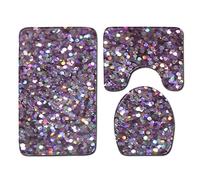 Bathroom Mat Sets 3 Piece Purple Glitter Bath Mat Set Non Slip Bath Mats For Bathroom Washable Bathroom Rug Absorbent Shower Rugs - Bath Rug And Contour Mats And Toilet Seat Cover