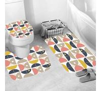Bathroom Mat Sets 3 Piece Semicircle Non Slip Bathroom Rug Set And U-Shaped Mat And Toilet Seat Cover, Absorbent Bath Mats For Bathroom, Bedroom, Living 50X80Cm (20X31In)