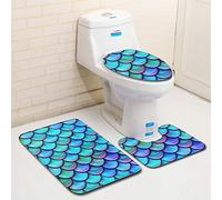 Bathroom Mat Sets 3 Piece Vivid Scales Bath Mat Set Non Slip Bath Mats For Bathroom Washable Bathroom Rug Absorbent Shower Rugs - Bath Rug And Contour Mats And Toilet Seat Cover