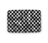 Bathroom Mat Silver White Black Metallic Checkered Pattern Ground Mat Soft Plush Welcome Doormat, For Bathroom, Kitchen, Indoor & Outdoor, 40x60cm