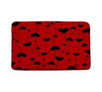 Bathroom Mat Valentine'S Red Black Loving Heart Romantic Lover Sweet Couple Love Creative Welcome Mat Washable Non-Slip Welcome Doormat, For Bathroom, Garage, Shower, 40x60cm