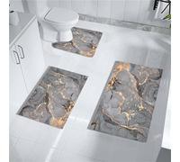 Bathroom Mats Rugs Sets 3 Piece,Thin Rubber Diatomaceous Earth Non Slip Quick Dry Bath Mat Rugs Water Absorbent Floor mat with U-Shaped Contour Toilet Mat for in Front of Shower Room,Sink,Kitchen