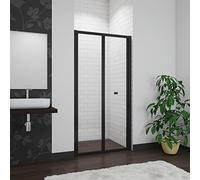 Bathroom Matt Black 900mm Bi Fold Shower Enclosure Shower Door Screen Safety Glass 5mm