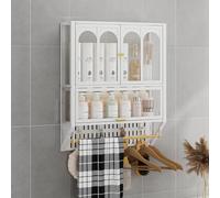 Bathroom Medicine Cabinet with 2 Acrylic Doors, Over-the-Toilet Storage, No Punching Design, Metal Organizer for Cosmetics, Floating Kitchen Display Stand for Living & Dining Room