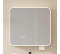 Bathroom Medicine Cabinet with Mirror & LED Lights, Modern Wall Mounted Storage Cabinet, Color Adjustment & Anti-Fog, Vanity Light, 70 * 70cm