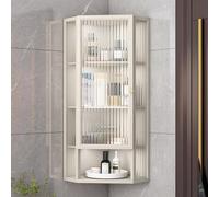 Bathroom Medicine Cabinets with Glass Door 3-4 Layer Over The Toilet Storage Corner Cabinet Kitchen Wall Mounted Cupboard with Door Metal Frame Cosmetics Perfumes Storage Box for Bathroom, Livingroom