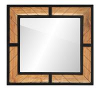 Bathroom mirror 60x55cm Natural Solid Acacia Wood Frame Wall-Mounted 4mm Glass.