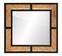 Bathroom mirror 60x55cm Natural Solid Acacia Wood Frame Wall-Mounted 4mm Glass.