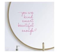 Bathroom Mirror Affirmation Wall Decor, You are Kind Smart Beautiful Enough Vinyl Stickers, Mirror Wall Sticker for Bathroom Bedroom, Affirmations Decals for Girls Teens (Pink)