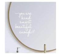 Bathroom Mirror Affirmation Wall Decor, You are Kind Smart Beautiful Enough Vinyl Stickers, Mirror Wall Sticker for Bathroom Bedroom, Affirmations Decals for Girls Teens (White)