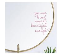 Bathroom Mirror Affirmations Decals, You are Kind Smart Beautiful Enough Vinyl Stickers, Cute Room Decor Mirror Decals for Bathroom, Girls Vanity, Daughter Room, Bedroom (Pink)
