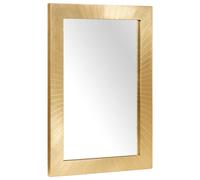 Bathroom Mirror Black & Gold 50x70cm Solid Mango Wood Frame Rectangular Glossy