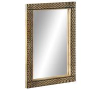 Bathroom Mirror Black Solid Mango Wood & Glass 50x70x2.5 cm Wall Frameless Large