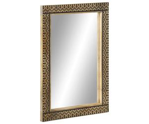 Bathroom Mirror Black Solid Mango Wood & Glass 50x70x2.5 cm Wall Frameless Large