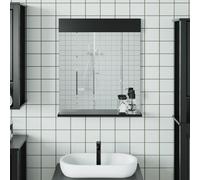 Bathroom Mirror Black Solid Pine Wood 60x12x70 cm Wall-Mounted With Shelf Rustic