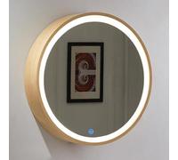 Bathroom Mirror Cabinet 50/60/70cm Round Cabine Wall-Mounted Wooden Toiletries Storage Wall Mounted Wooden Medicine (Color : Wood color, Size : 60 * 60cm)