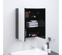 Bathroom Mirror Cabinet Anthracite MDF Glass 2-Door 60x15x75 cm Wall Mounted LED