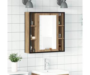 Bathroom Mirror Cabinet Artisan Oak 60x16x60 cm Engineered Wood Glass Wall Shelf