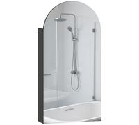 HOMCOM Bathroom Mirror Cabinet with Adjustable Glass Shelves - Black | TJ Hughes