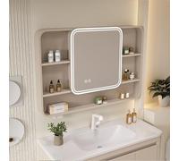 Bathroom Mirror Cabinet, Illuminated with Touch Button, LED Fog Removal Function, Intelligent Storage Solutions