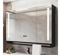 Bathroom Mirror Cabinet Led, Bathroom Vanity Medicine Cabinet Mirror, Wall Mounted Smart Medicine Cabinet With LED Mirror, Stepless Dimming Makeup Mirror,Time And Temperature Display(Black,9