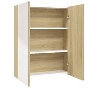 vidaXL Bathroom Mirror Cabinet MDF White and Oak Home Wall Storage Cabinet