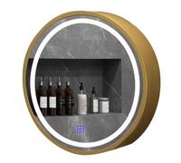 Bathroom Mirror Cabinet Round With Led Lights 50/60/70cm Diameter Illuminated Toiletries Locker - Space Saver(Gold,50 * 50cm)