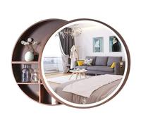 Bathroom Mirror Cabinet, Rustic Round Wooden Wall Unit with Storage, Space Saving Design for Home Decor, Stylish Wood Finish