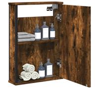 vidaXL Smoked Oak Wall-Mounted Bathroom Mirror Cabinet - Engineered Wood, Glass, 42x12x60 cm