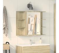 Bathroom Mirror Cabinet Sonoma Oak 80x20.5x64cm Engineered Wood Acrylic Storage