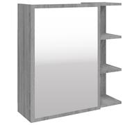 vidaXL Single Door 3 Shelf Grey Mirror Bathroom Cabinet
