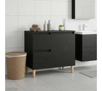 Bathroom Mirror Cabinet Unit Black Oak 65x33x60cm Engineered Wood Wall-Mounted.