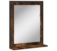 vidaXL Bathroom Mirror with Shelf, Wall-mounted Mirror for Washroom Toilet, Vanity Mirror for Decorative, Modern Style, Smoked Oak Engineered Wood