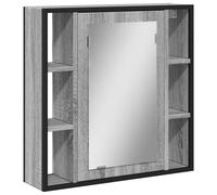 vidaXL Grey Sonoma Wall-Mounted Bathroom Mirror Cabinet - Engineered Wood with Glass Mirror, 60x16x60 cm