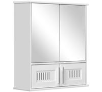 Bathroom Mirror Cabinet, Wall Mounted Storage Cupboard Double Doors White