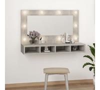 vidaXL Mirror Cabinet with LED Concrete Grey 90x31.5x62 cm