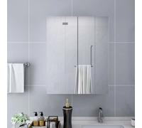 Bathroom Mirror Cabinet White MDF Melamine Glass 60x15x75 cm Wall 2-Door 3-Shelf