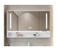 Bathroom Mirror Cabinet with Anti-Fog, Wall-Mounted Storage, LED Light, Mirrored Surface, Modern Design, Perfect for Small Spaces, 80 x 75 cm