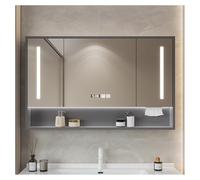 Bathroom Mirror Cabinet with Anti-Fog, Wall-Mounted Storage, LED Light, Mirrored Surface, Modern Design, Perfect for Small Spaces, 80 x 75 cm