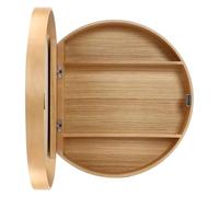Bathroom Mirror Cabinet With Flap Door Wall-Mounted Storage Cabinet Decorative Wall Cabinet Round Hanging Mirror Cabinet Cosmetic Mirror Storage Unit(Wood color,50cm)